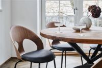 Billede af Vermund VL1100 Spisebordsstol SH: 46 cm - Sort Krom/Valnød/Sort Sierra Læder