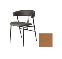 Billede af GUBI Violin Dining Chair Fully Upholstered SH: 45 cm - Dunes Camel Leather/Black Matt Base