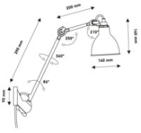 Billede af DCW Editions Lampe Gras N222 Væglampe Rund H: 40cm - Sort/Kobber/Hvid