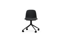Billede af Normann Copenhagen Form Drejestol m. hjul u. armlæn SH: 45cm - Sort Alu/Sort