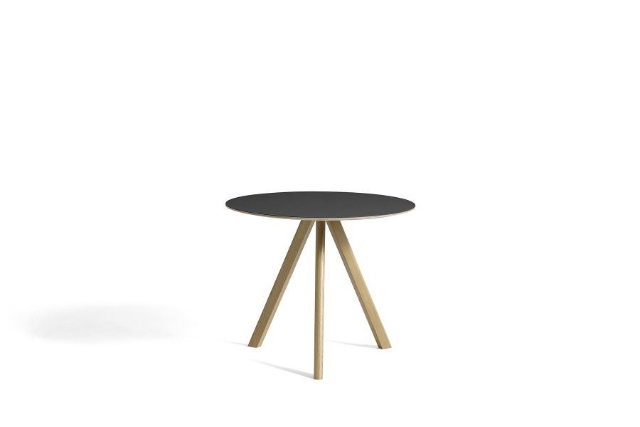 Billede af HAY CPH 20 Round Table Ø: 90 cm - Lacquered Solid Oak/Black Linoleum