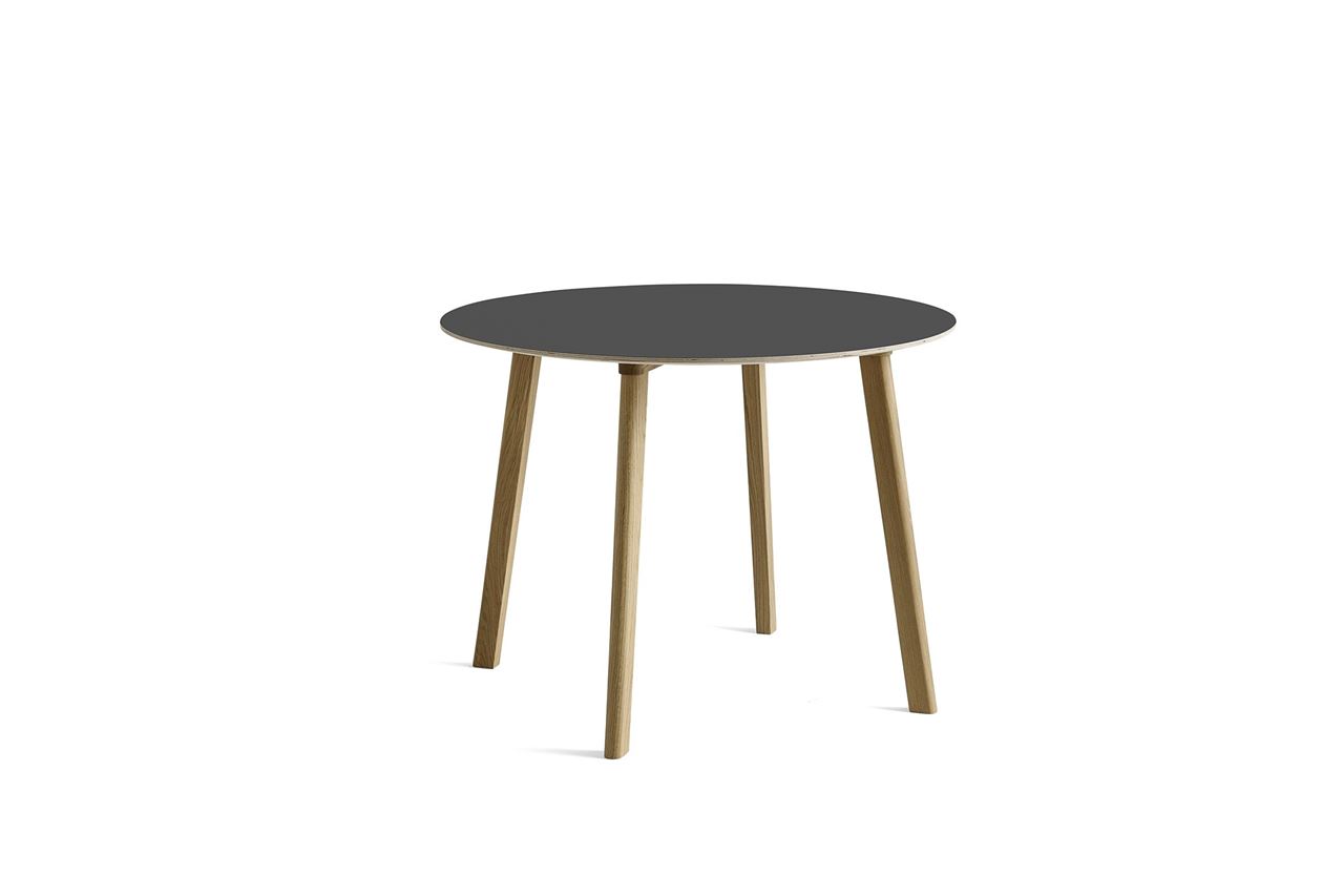 Billede af HAY CPH Deux 220 Table Ø: 98 cm - Lacquered Solid Oak/Stone Grey Laminate