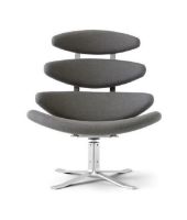 Billede af Fredericia Furniture 5000 Corona Lænestol m. Drejestel SH: 42 cm - Fiord 151/Børstet Krom