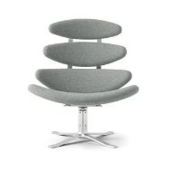 Billede af Fredericia Furniture 5000 Corona Lænestol m. Drejestel SH: 42 cm - Hallingdal 116/Børstet Krom