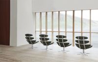 Billede af Fredericia Furniture 5000 Corona Lænestol m. Drejestel SH: 42 cm - Hallingdal 116/Børstet Krom