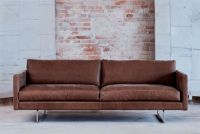 Billede af Søren Lund SL 286 2,5 Pers. Sofa L: 215 cm - Teak Genova Læder/Stål Sokkel K16