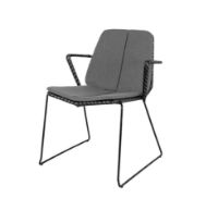 Billede af Cane-line Outdoor Vision Stol Inkl. Hyndesæt SH: 46 cm - Black & Graphite Weave/Grey Natté