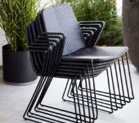 Billede af Cane-line Outdoor Vision Stol Inkl. Hyndesæt SH: 46 cm - Black & Graphite Weave/Grey Natté