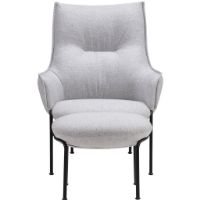 Billede af Wendelbo Aloe Loungestol inkl. Fodskammel SH: 40 cm - Sort Pulverlakeret Stål/Agata Col. 2