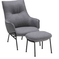 Billede af Wendelbo Aloe Loungestol inkl. Fodskammel SH: 40 cm - Sort Pulverlakeret Stål/Agata Col. 04