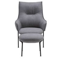 Billede af Wendelbo Aloe Loungestol inkl. Fodskammel SH: 40 cm - Sort Pulverlakeret Stål/Agata Col. 04