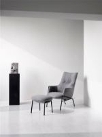 Billede af Wendelbo Aloe Loungestol inkl. Fodskammel SH: 40 cm - Sort Pulverlakeret Stål/Agata Col. 04