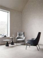 Billede af Wendelbo Aloe Loungestol inkl. Fodskammel SH: 40 cm - Sort Pulverlakeret Stål/Agata Col. 04