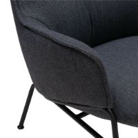 Billede af Wendelbo Aloe Loungestol inkl. Fodskammel SH: 40 cm - Sort Pulverlakeret Stål/Monta 08