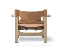 Billede af Fredericia Furniture 2226 Den Spanske Stol af Børge Mogensen SH: 33 cm - Naturfarvet Læder/Lys Olieret Eg
