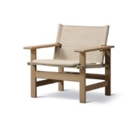 Billede af Fredericia Furniture 2031 The Canvas Chair af Børge Mogensen SH: 41,5 cm - Natur Canvas/Lys Olieret Eg