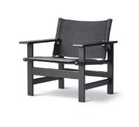 Billede af Fredericia Furniture 2031 The Canvas Chair af Børge Mogensen SH: 41,5 cm - Sort Canvas/Sortlakeret Eg