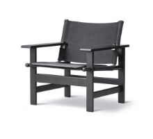 Billede af Fredericia Furniture 2031 The Canvas Chair af Børge Mogensen SH: 41,5 cm - Sort Canvas/Sortlakeret Eg