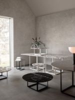 Billede af New Works Florence Dining Table Ø: 145 cm - Gris du Marais Marble / Black 