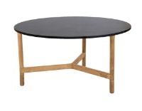 Billede af Cane-line Outdoor Twist Sofabord Stor Ø: 90 cm - Dark Grey/Teak