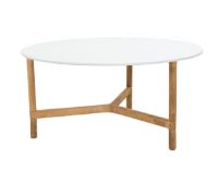 Billede af Cane-line Outdoor Twist Sofabord Stor Ø: 90 cm - White/Teak