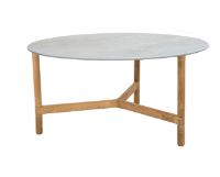 Billede af Cane-line Outdoor Twist Sofabord Stor Ø: 90 cm - Fossil Grey/Teak