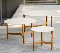 Billede af Cane-line Outdoor Twist Sofabord Lille Ø: 45 cm - Travertine/Teak