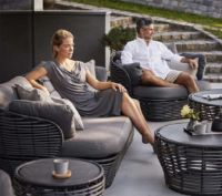 Billede af Cane-line Outdoor Basket Sofabord Stor Ø: 95 cm - Fossil Black Ceramic/Graphite Weave