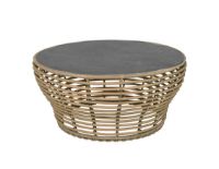 Billede af Cane-line Outdoor Basket Sofabord Stor Ø: 95 cm - Fossil Black Ceramic/Natural Weave