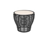 Billede af Cane-line Outdoor Basket Sofabord Lille Ø: 50 cm - Travertine Look Ceramic/Graphite Weave
