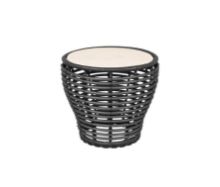 Billede af Cane-line Outdoor Basket Sofabord Lille Ø: 50 cm - Travertine Look Ceramic/Graphite Weave