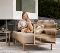 Billede af Cane-line Outdoor Sense 3 Pers. Sofa inkl. AirTouch Hyndesæt L: 220 cm - Natural Weave/Taupe 