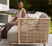 Billede af Cane-line Outdoor Sense 3 Pers. Sofa inkl. AirTouch Hyndesæt L: 220 cm - Natural Weave/Taupe 