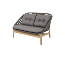 Billede af Cane-line Outdoor Strington 2 Pers. Sofa inkl. AirTouch Hyndesæt L: 135 cm - Dark Grey/Teak m. Soft Rope