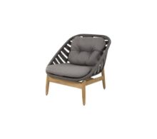 Billede af Cane-line Outdoor Strington Loungestol inkl. AirTouch Hyndesæt SH: 40 cm - Dark Grey/Teak m. Soft Rope