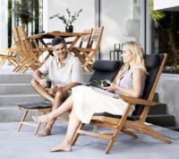 Billede af Cane-line Outdoor Flip Dækstol inkl. Hyndesæt SH: 37 cm - Teak/Light Grey