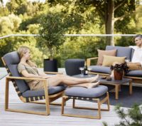 Billede af Cane-line Outdoor Endless Soft Fodskammel inkl. AirTouch Hynde H: 41 cm - Grey/Teak