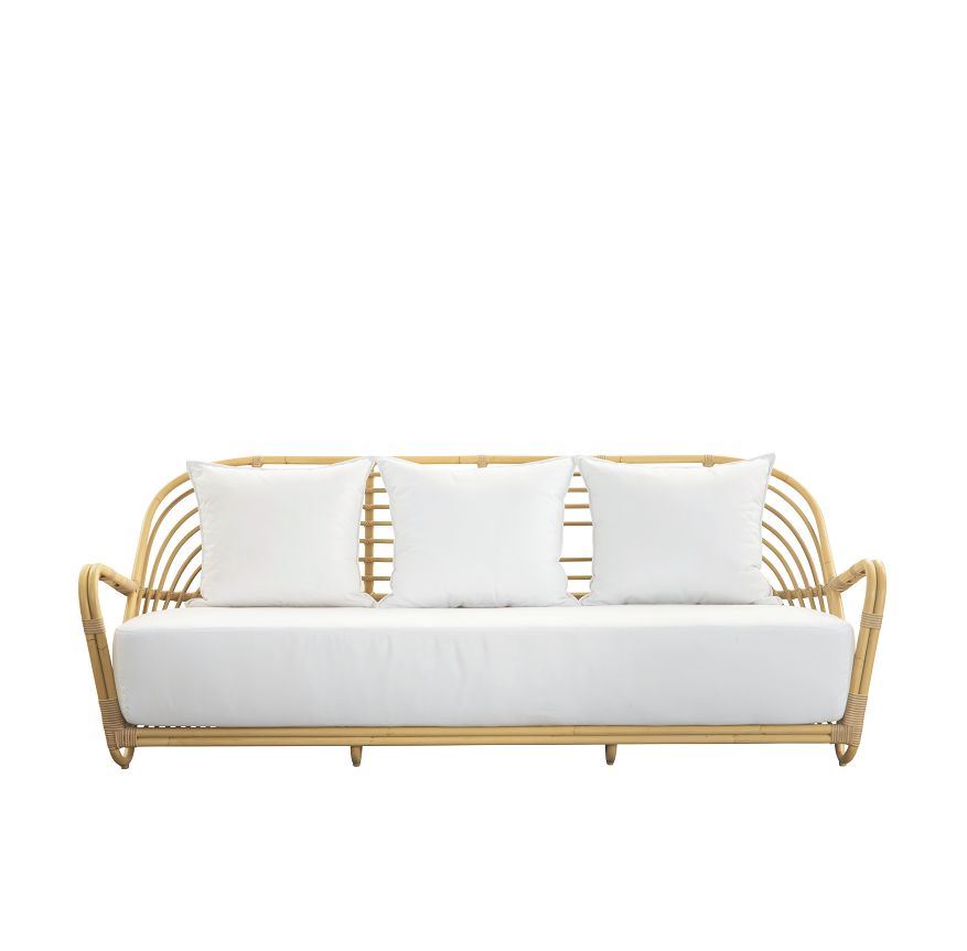 Billede af Sika-Design Charlottenborg Exterior 3-Pers. Sofa B: 199 cm - Natural Alu-Rattan/Tempotest White
