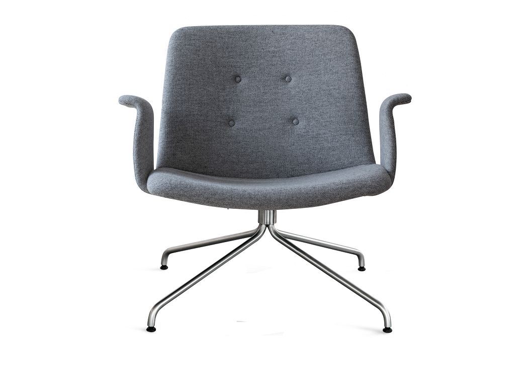 Billede af Bent Hansen Primum Loungestol m. Armlæn SH: 38 cm - Hallingdal 116/Børstet Rustfrit Stål m. Drejestel