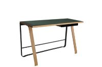 Billede af Bent Hansen Hemingway Skrivebord m. Opladerstation & Skuffe L: 120 cm - Matlakeret Eg/Conifer Green Linoleum