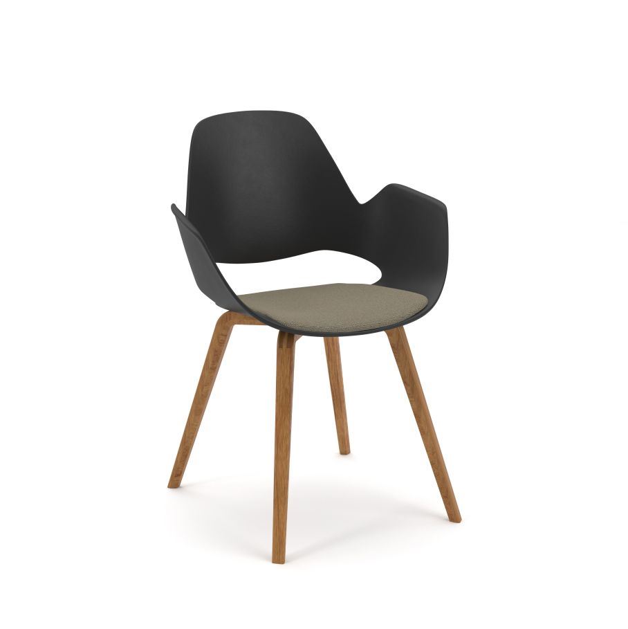 Billede af HOUE FALK Stol Sort H: 83 - Olieret egetræsben/Beige