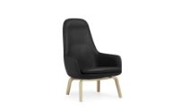 Billede af Normann Copenhagen Era Lounge Chair High Oak SH: 40 cm - Ultra Leather / Black 41599