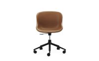 Billede af Normann Copenhagen Hyg Drejestol m. Højdejustering Fuldpolstret SH: 46 cm - Brandy Læder/Sort Aluminium