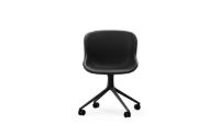 Billede af Normann Copenhagen Hyg Drejestol m. Hjul Fuldpolstret SH: 46 cm - Black Læder/Sort Aluminium