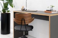 Billede af Vermund VL119 Kontorstol m. Hjul  - Sort Stel/Olieret Valnød/Sort Sierra Læder