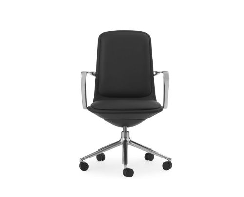 Normann Copenhagen Off Chair Lav m. Hjul H: 100,8 cm - Aluminium/Ultra Leather Black