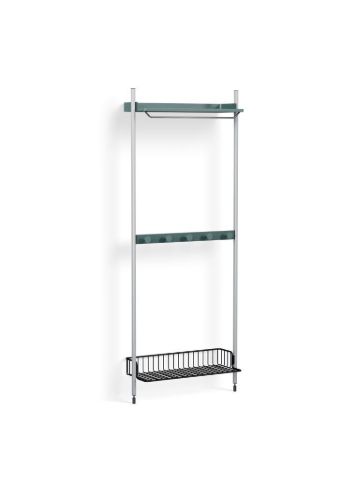 HAY Pier System 1041 1 Column 82x209 cm - PS Blue Steel/Clear Anodised Profiles/Anthracite Wire Shelf