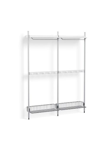 HAY Pier System 1042 2 Columns 162x209 cm - PS White Steel/Clear Anodised Profiles/Chromed Wire Shelf