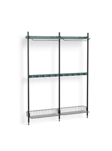 HAY Pier System 1042 2 Columns 162x209 cm - PS Blue Steel/Black Anodised Profiles/Chromed Wire Shelf