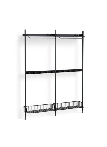 HAY Pier System 1042 2 Columns 162x209 cm - PS Black Steel/Black Anodised Profiles/Anthracite Wire Shelf